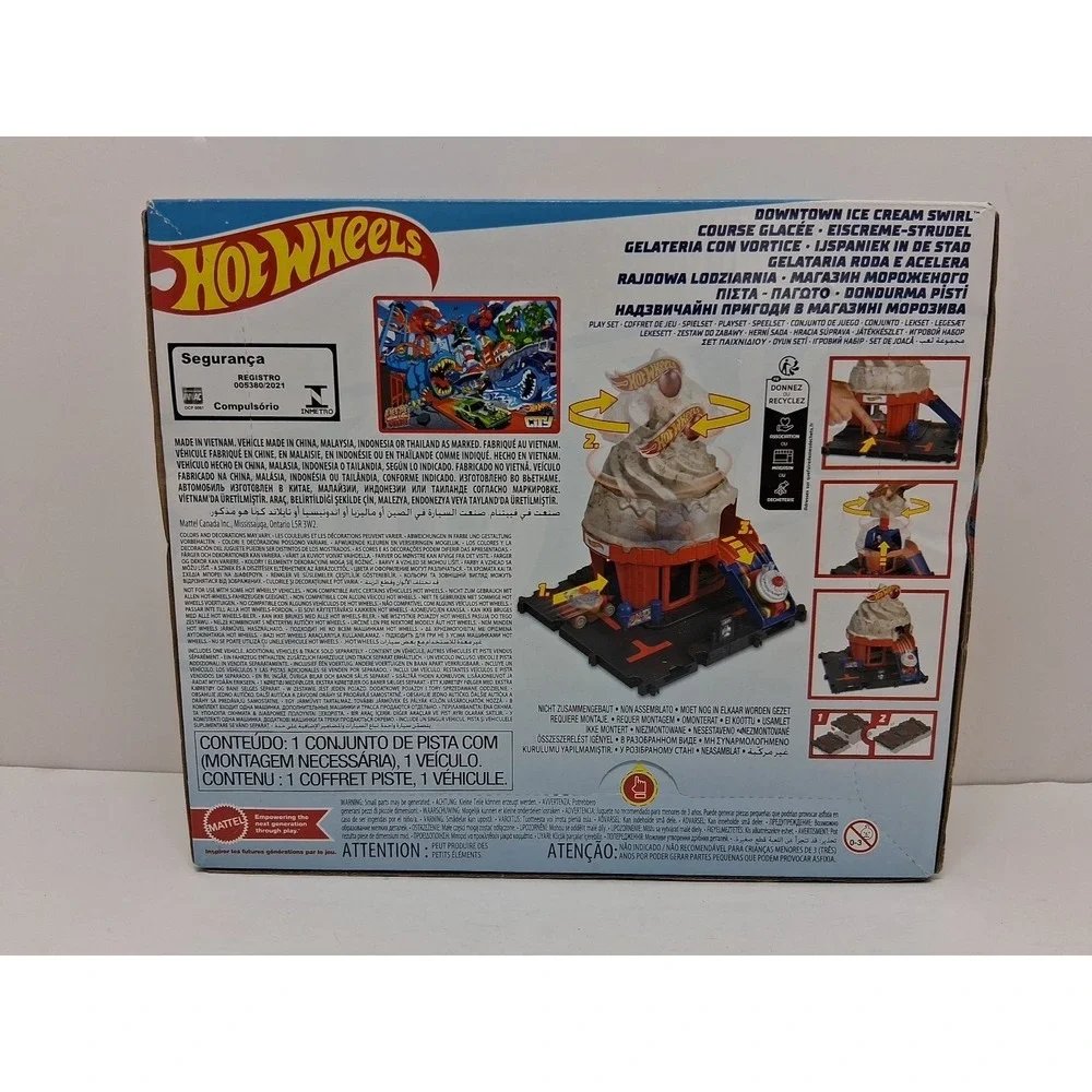 2023 Hot Wheels Downtown Ice Cream Swirl Playset With Car
